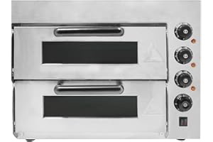 CIOUNMB Doppel Kammer Pizzaofen, mit Timer (1-60 Minuten), 3000W, Unabhängige Temperaturregelung, Pizzabackofen Temperatur 50-350℃/122-662°F, kann er eine 14-Zoll-Pizza backen, Brot, Kuchen, Pasteten usw