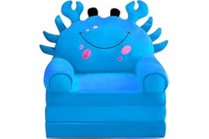 Momolaa Juego de cojines plegables de felpa para niños, respaldo 2 en 1, sofá plegable para niños, sofá de dibujos animados, sofá cama plegable para cojín de gel (A-E, talla única)