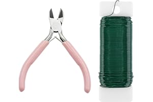 OHLING Green Floral Wire Stem Kit 22Gauge With Cutter - 2Pcs Garden Wreath & Wedding Garland Floristry Making Supplies for Bouquet Stem Wrap Craft DIY Flower Festival