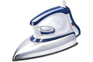 Bajaj Majesty DX-11 1000W Dry Iron with Advance Soleplate and Anti-bacterial German Coating Technology, White and Blue