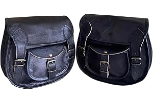 american blue Motorrad-Satteltaschen, Fahrrad-Seitentasche, Fahrrad-Werkzeugtasche | Satteltaschen | Motorradtaschen | Fahrradsatteltasche | Ledertasche (2 Taschen) (Black Crafted Pair)