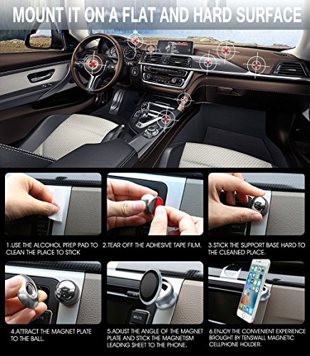 Tronisky Supporto Magnetico Auto Universale Supporto Auto Smartphone 360 Gradi di Rotazione Porta Telefono per iPhone X/ 8/ 8 Plus/ 7/ 6, Samsung Galaxy S9/ S9 Plus/ S8 / S7/ Note 8, Sony, HUAWEI, Xiaomi, GPS ecc