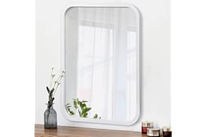 AOAOPQ Framed Rectangular Wall Mirror 40x50 Cm White Bathroom Large Mirrors for Wall Shatter Proof Rectangle Mirror Best for Bathroom Bedroom Washroom Living Dinging Room Hangs Horizontal Or Vertical