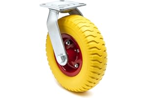 Wiltec Ruota da trasporto 220x58mm anti-foratura gialla con piastra girevole e cerchio