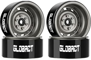 GLOBACT 1.9 Beadlock Wheels RC Wheel Hub for 1/10 TRX4 TRX6 Axial SCX10 I II III Pro Redcat RC Crawler Upgrade Accessories (4Pcs Titanium)