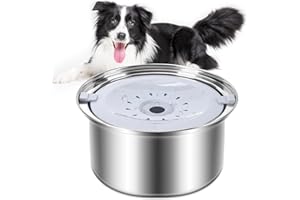 FACAIO Ciotola Acqua Cane Antigoccia, Ciotola Acqua Cane Acciaio Inox, Ciotola Galleggiante per Cani, Dispenser per l'acqua dell'animale, Anti-soffoco (3L)