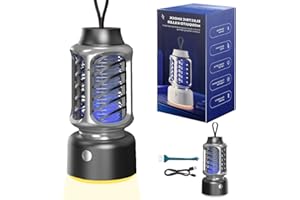 MEISHANG Elektryczna pułapka na owady ze światłem UV i oświetleniem LED, lampa na komary 1600 V do ponownego ładowania, przenośna pułapka na owady, ochrona przed komarami, do użytku wewnątrz i na zewnątrz