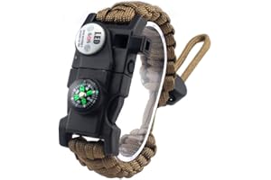 MANSWILL Adjustable Survival Bracelet, 7 Core Paracord 20 in 1 Emergency Sports Wristband Gear Kit with Waterproof LED SOS Light, Compass, Rescue Whistle, Fire Starter Multi-tool for Wilderness Adventure