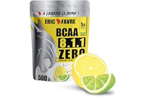 BCAA POUDRE 8.1.1 Zero - Acides Aminés Musculation Vegan - Votre Allié Pour Des Entrainements Efficaces - Performance Accentuée - 500 Gr - Laboratoire Français Eric Favre (Citron/Citron vert)