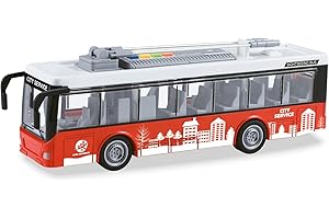 MONDO Motors - Friction Bus - Bus City Service avec Embrayage arrière arrière pour Enfants, Rouge - 51238