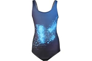 OSDUE Flickbaddräkt, barn ett stycke badmode elastisk baddräkt komfort sportiga rygglösa badkläder Hawaii baddräkt sommar för flickor 6–11 år