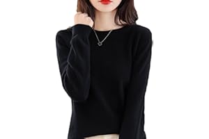 LOVEWLVNCL Swetry kaszmirowe dla kobiet, 100% kaszmirowy jednolity sweter z długim rękawem miękkie modne swetry z wycięciem pod szyją, jesienne zimowe swetry dla kobiet