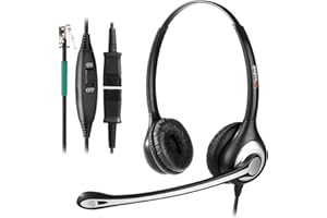 Wantek Casque Téléphone Fixe Filaire Dual avec Micro Anti-Bruit et Quick Disconnect, Oreillette de Centre d'appel pour Avaya Aastra Alcatel Lucent Gigaset Compatible avec Mitel Plantronics,binaural