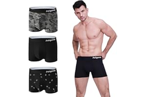 Poligono Bokserki męskie bawełniane, 3 sztuki, elastyczne z nadrukiem, oddychające i wygodne