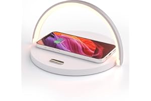 ‎COLSUR COLSUR Tischlampe mit 15W Wireless Charger, 3-in-1 Nachttischlampe mit USB-Ladeanschluss und 3 Stufige Helligkeit, Touch Dimmbar und Phone Halter