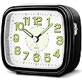 HOPSEM Silent Alarm Clocks Bedside Battery Powered Clocks for Bedrooms Non Ticking Table Clock Luminous Dial and Hands Large Clear Display Snooze Night Light Function for Home