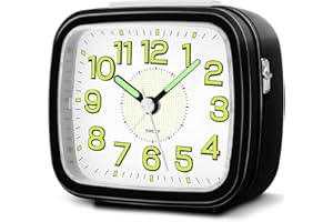 HOPSEM Silent Alarm Clocks Bedside Battery Powered Clocks for Bedrooms Non Ticking Table Clock Luminous Dial and Hands Large Clear Display Snooze Night Light Function for Home