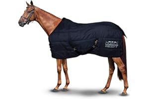 Horses, Coperta Invernale Heavy per Cavallo, Imbottita 300 gr, Morbida e Comoda, Ideale per Box, Resistente, Bordi Rinforzati in Nylon, Blu 128 cm