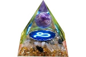 Besorgone Pirámide de orgón del zodiaco Leo piedra curativa esfera de amatista con cuarzo rutilado negro para energía positiva protección de chakras reiki orgonita pryamidas regalo de meditación