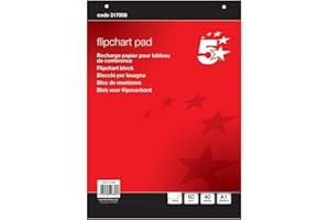 5 STAR 2 x Office Flipchart Pad Perforated 40 Sheets A1 Plain
