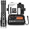 LUXNOVAQ 600000 Lumens Rechargeable LED Torch,XHP70 Torches LED Super Bright,Powerful LED Flashlight,Tactical Handheld Flashlights with 5 Modes,Waterproof Adjustable Camping Torch for Hiking,Emergency
