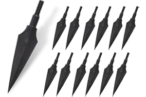 NIKA ARCHERY Confezione da 12 Punte di Freccia 125/150 grani Punte da Caccia tiro con L'Arco Punte fisse in Metallo per frecce frecce da Balestra frecce da Balestra Caccia al Bersaglio