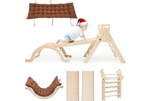 YRTHE VOITOM Klettergerüst Indoor Spielzeug ab 1.5 2 3+ Jahr, Montessori Indoor Spielplatz 5 in 1 Kletterdreieck mit Rutsche Kletterbogen mit Kissen Kletterwand, Geschenke Junge Mädchen Klettern Kinder Geburtstag