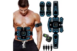 Queath Electrostimulateur Musculaire, Ceinture Abdominale Electrostimulation, Femme Homme Entraînement Abdominal pour Abdomen/Bras/Jambes, 8 Modes 18 Niveaux