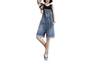 Sukany Women's Classic Adjustable Straps Cuffed Hem Denim Shortalls Casual Bib Overalls Jean Shorts Romper