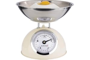Korona 76151 Bilancia da cucina retrò Paul | Capacità di carico 5 kg, divisione 20 g | inclusa ciotola di pesata in acciaio inox | Tara - funzione additiva | ampia scala a piena vista