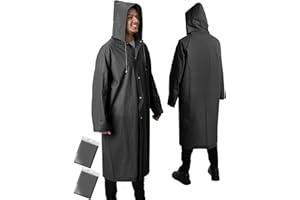 ANYOO Poncho de lluvia impermeable de 2 piezas chubasquero largo para hombre y mujer, ligero, con capucha, para festivales, camping, senderismo, viajes, talla única