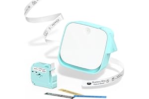 Vixic Label Maker Machine With Tape, Portable Bluetooth Label Printer, Type-C Rechargeable Mini Inkless Labeler, Label Machine For iOS Android for School Office Home Kitchen Organization, White-Green