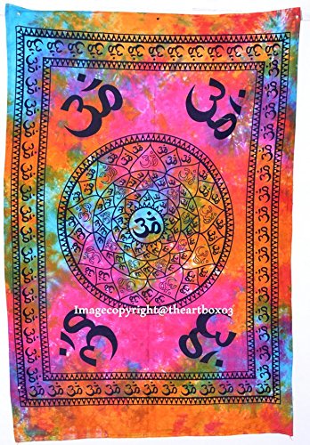 Art Box Store Indian Om Hippie Mandala Psychedelic Small Wall Hanging Tapestry Throw Ethnic Religiou