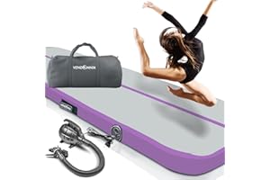 VENDOMNIA Airtrack Matte, 10/20cm hohe aufblasbare Gymnastikmatte in Länge 1/2/3/4/5/6/7/8 m, mit elektrischer Pumpe & Tasche, Tumbling Matte, Turnmatte, Trainingsmatte, Fitnessmatte, Sportmatte,Yoga