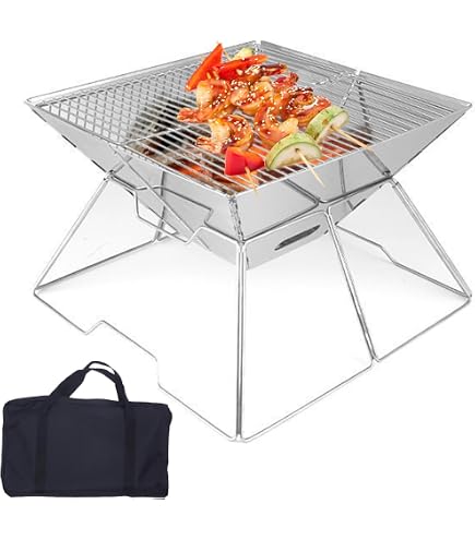 HIKEMAN Grille de Camping Barbecue - Heavy Duty Campfire Grill Pliable Grill de Barbecue pour feu de Camp,Voyage,Camping,randonnée,Festival