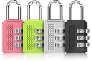 NCOALE Combination Locker Padlock, 4 PCS Gym Locker Padlocks Suitcase Locks 3 Digit Coded Small Padlock Weatherproof Outdoor Resettable Code Lock Luggage Locks (Black, Silver, Pink, Green)