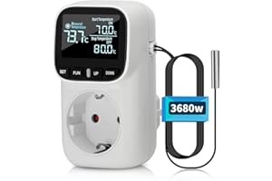 DIYMORE Enchufe controlador de temperatura digital 230V con sensor interruptor de temperatura de enfriamiento de calefacción interruptor de temperatura del enchufe del