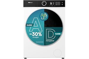 Hisense WD5I8043BWF Lavasciuga Slim a Carica Frontale 8 kg, Slim, Classe A, 1400 rpm, 15 Programmi, Connectivity, Vapore, Refresh, Display Touch, Maxi cestello, Programma Rapido