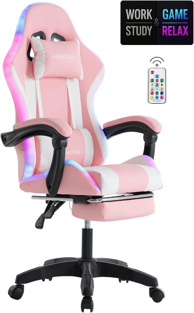 Fashcolle Pink Star Işıklı - Masaj Özellikli Oyuncu Koltuğu Pembe-Beyaz