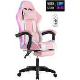 Fashcolle Pink Star Işıklı - Masaj &Ouml;zellikli Oyuncu Koltuğu Pembe-Beyaz