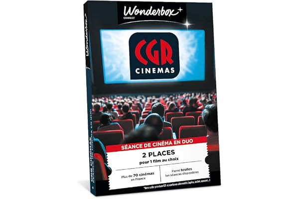 Wonderbox Connect - Coffret Cadeau - CGR Cinémas - 2 Places pour 1 Film au Choix - Parmi Toutes Les séances Disponibles - Séance en Duo - Validité 27 Mois