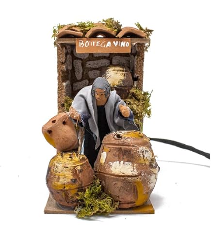 Joy Christmas - Pastore Per Presepe In Movimento 'Il Pescatore', Scena 20x14 Cm, Personaggio 12 Cm, Terracotta Di Caltagirone Dipinta A Mano, Made In Italy