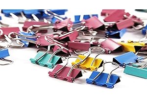 JULIYEH 50 clips de metal de colores para bulldog clips plegables de 15 mm para cola de golondrina pequeña, pinzas de papel para oficina, escuela, hogar, cocina, tiendas (4 colores)