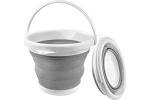 MECHEER Collapsible Bucket 5L, Silicone Folding Bucket Portable Cleaning Buckets with Handle, Space-saving Mop Buckets for RV Home Outdoor Camping Beach Car Washing Laundry Wash Tub for Cleaning