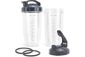 FEILIFAN Bicchieri di ricambio per frullatore NutriBullet Pro 900w/600w Series Cups con coperchio flip top to go (confezione da 2)