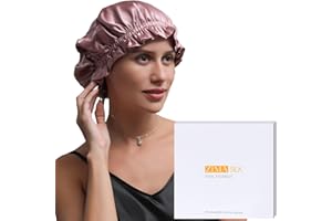 ZIMASILK 100% Mulberry Silk Bonnet for Women Hair Care, Double-Layer Silk Shower Cap, Natural Silk Hair Wrap for Sleeping with Elastic Stay On Head (1Pc, Pink)
