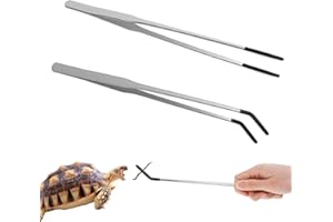 Thinp 2 Pcs Reptile Feeding Tongs, Stainless Steel Feeder, Long Tweezers Aquarium Terrarium Feeder Tool, 10.6 Inch Silver