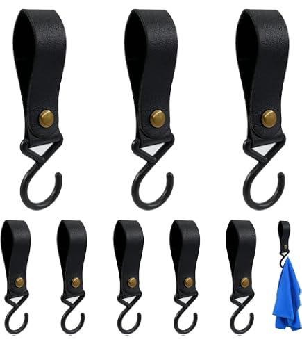 BAHJKASD 8 ganci a S in pelle gancio in pelle gancio a S gancio appendiabiti a forma di S per appendere gancio da campeggio gancio per appendere gancio a forma di S