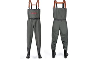 YOOHBERRYS Waders Pesca da Uomo, Waders da Uomo con Stivali da Pesca 42-46, Waders Trampolieri da Pesca, Pantaloni Impermeabili Antiscivolo Regalo per Amanti Pesca Sportiva