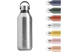 Chilly's Series 2 Water Bottle - Vacuum Insulated Stainless Steel Water Bottle with Soft Collar & Carry Loop, Thermal Flask For Hot & Cold Drinks - Leak Proof, No Sweat - Stainless Steel, 500ml